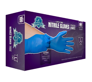 Gloves, Nitrile, Empress Blue Powder Free, Large, 10/100 cs