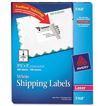Label,Laser,3-1/2x5,white, 4 per sheet, 400/box