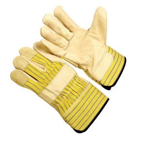 Gloves, Leather, Full, Palmed  Glove with fabric back; 