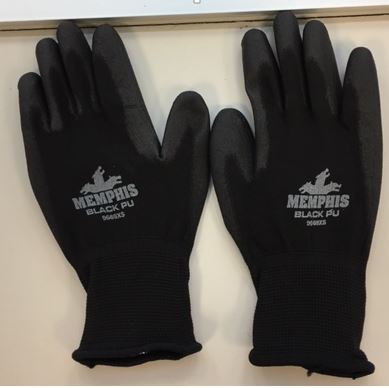 Glove, Nylon, Black, XL, Knit Wrist Poly Urethane,