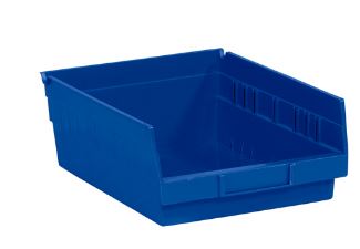 Plastic Shelf Bin, Blue,  11-5/8x11-1/8x4 (OD), 