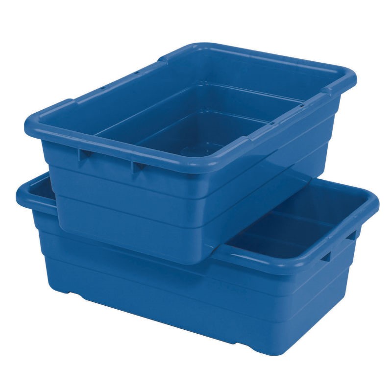 Tote, Cross-Stackable, 25-1/8 x 16 x 8-1/2, Blue, 6/Case