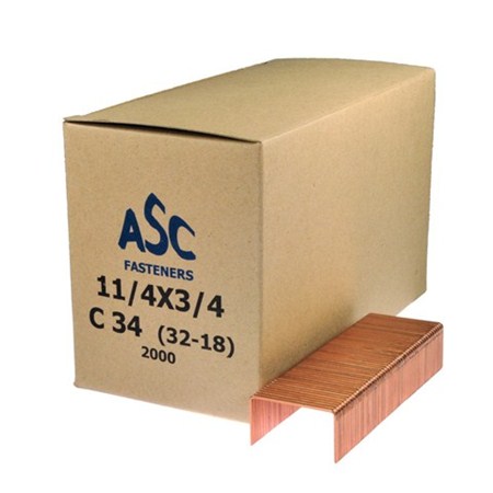Staple,1-1/4X3/4&quot;, Copper
2000/Box, 10 Boxs/Case