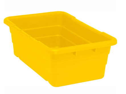 Tote, Cross-Stackable, 25-1/8 x 16 x 8-1/2, Yellow, 6/Case