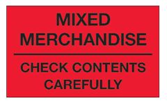 Label,3&quot;x5&quot;,&quot;Mixed Merchandise-Check contents