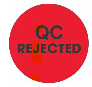 Labels, &quot;QC Rejected&quot;, 2&quot;  Circle, Fluorescent Red, 