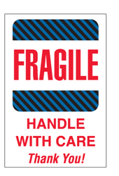 Label, Fragile, handle with
care-Thank you, 4&quot;x6&quot;,
red/white/blue 500/roll