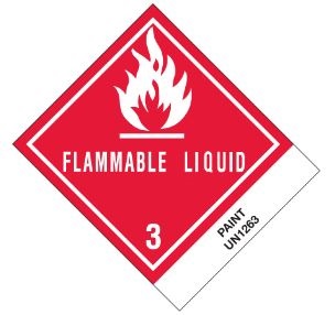 Label, D.O.T., Flammable Liquid - Paint UN1263, 4 x