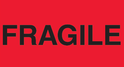 Label, 2x3, Fragile, Fluorescent Red, 500/Rl
