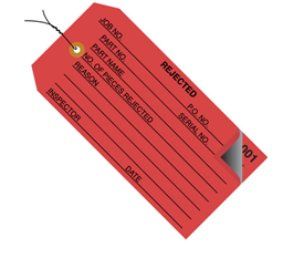 Inspection Tags, 4 3/4&quot; x 2 3/8&quot;, &quot;Rejected&quot;, Numbered
