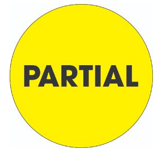 Labels, 2&quot; Circle - &quot;Partial&quot;  Fluorescent Yellow,500/Roll