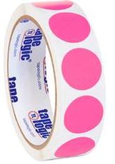 1&quot; Fluorescent Pink Round  Inventory Label, 500/Roll  