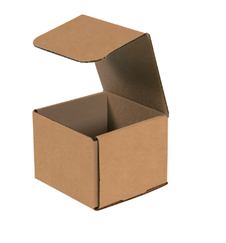 Box, corrugated in lock mailer, 5x4x4, kraft, 50/bndl