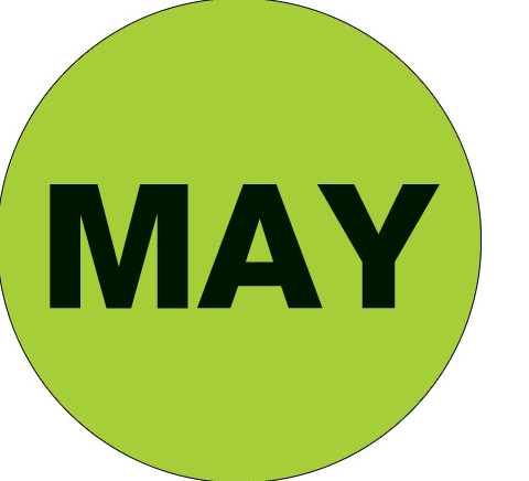 Label, 2&quot; Circle, Month-&quot;May&quot;, FL. Green