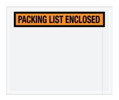 Packing List Envelope, Orange Print across Top, 10&quot;x12&quot;