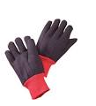 Gloves, Brown Jersey, XL,
Cluted, Knit Wrist, red fleece 
lining, std cotton polyester 