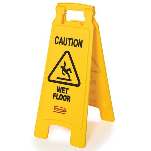 Floor Sign,&quot;Caution-Wet
Floor&quot; (English Only) 2-Sided
Sign, 26&quot;,Plastic,6/Pack