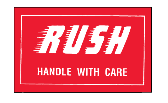 Label, &quot;RUSH&quot; Handle with Care,3x5,500/rl