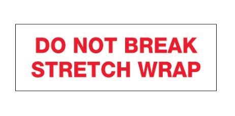 Tape, 3&quot; x110 yds., Printed 
&quot;Do Not Break Stretch Wrap&quot;, 
2.2 Mil, White/Red, 24 
Rolls/Case