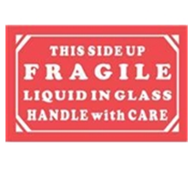 5 x 3&quot; This Side Up Fragile
Liquid in Glass Handle with
Care Label
