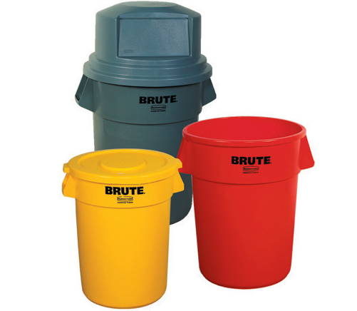 Waste Container, Black, Brute, 55 Gal, All-Plastic