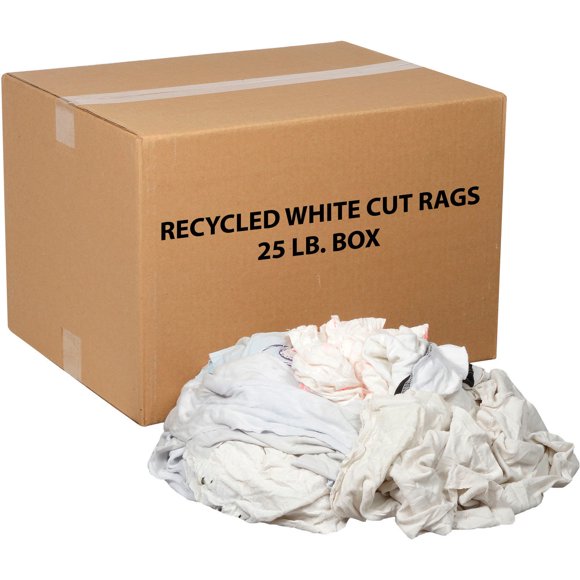 Cut all white knit rags, 25lb per case