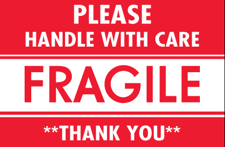 Label, 2x3, FRAGILE - HANDLE
WITH CARE PLEASE-, 500/roll