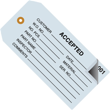 Inspection Tags, 4 3/4&quot; x 2 3/8&quot;, &quot;Accepted&quot;, Numbered