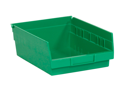 Plastic Shelf Bin,Green,  11-5/8x11-1/8x4 (OD), 