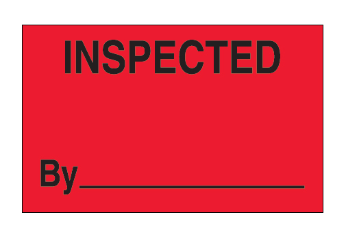 Label, Inspected by, red 1-1/4&quot;x2&quot;, 500/roll