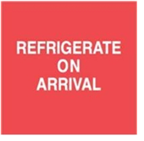 4 x 4&quot; Refrigerate On Arrival (Red/White) Label, 500/roll