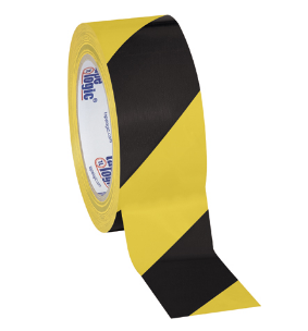 2&quot; x 36yds, 7 mil,  black/yellow, striped vinyl 