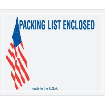 4-1/2x5-1/2 American Flag Packing List, 1000/Case