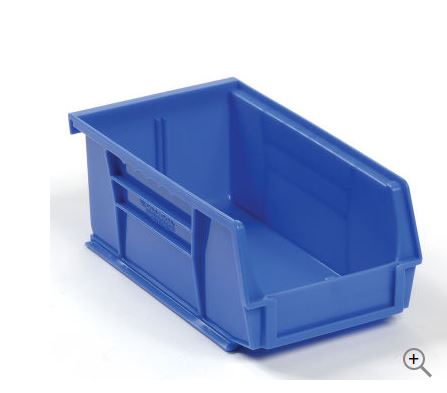 Bin, Stackable Plastic, 7-3/8 x 4-1/8 x 3,Blue